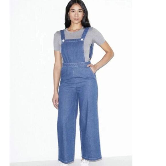 American Apparel Blue Denim Wide Leg Overalls,  sz XL - Picture 2 of 16